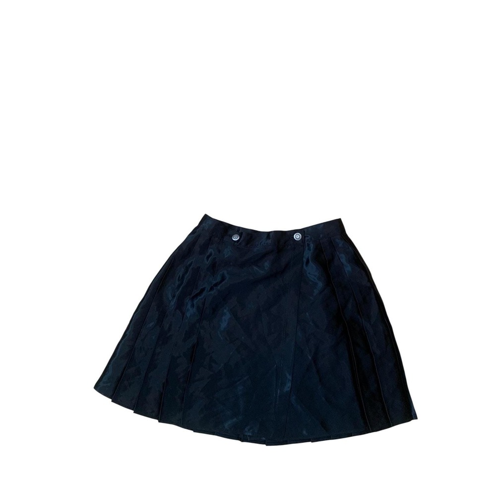Black Satin Pleated Skirt High Waisted Wrap 26 | Vintage Academia Goth Grunge